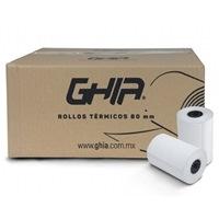 Caja Rollo Papel Termico Ghia 80X70 Mm 50 Piezas Para Impresoras De 80Mm  Reaccion Negro CTG80N - GHIA