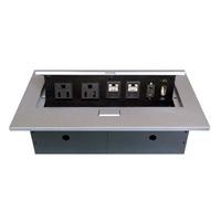 CAJA BROBOTIX PARA MESA HDMI X1, USB X1, CORRIENTE X2, RJ45 CAT6 X2, PLATA