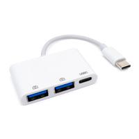 CONVERTIDOR DOCKING BROBOTIX USB-C MACHO A USB-A V3.0 X2, USB-C X1, COLOR BLANCO