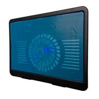 BASE ENFRIADORA BROBOTIX PARA LAPTOP CON VENTILADOR E ILUMINACION LED, DE ALUMINIO, NEGRO/AZUL