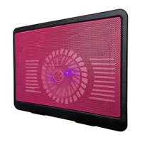 BASE ENFRIADORA BROBOTIX PARA LAPTOP CON VENTILADOR E ILUMINACION LED, DE ALUMINIO, NEGRO/ROJO