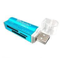 LECTOR BROBOTIX USB-A V2.0 TODO EN UNO: MICRO SD, SD, MS DUO, MICRO MS. METÁLICO, AZUL