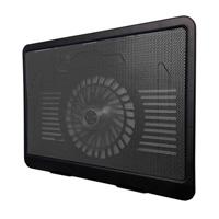 BASE ENFRIADORA BROBOTIX PARA LAPTOP CON VENTILADOR E ILUMINACION LED, DE ALUMINIO, NEGRO/NEGRO