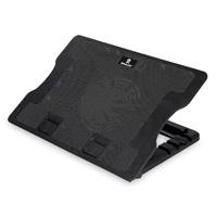 BASE ENFRIADORA BROBOTIX PARA LAPTOP  DE HASTA 17, CON VENTILADOR E ILUMINACION LED, ANGULO AJUSTABLE CON HUB USB, NEGRO