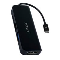 Hub usb c 4 en 1 gate 4p dh645 acteck/ 4k hdmi / 1xusb a 3.0 / 1xusb a 2.0 / usb c / negro / ac-934640