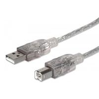 CABLE USB,MANHATTAN,345408, V2.0 A-B  5.0M  PLATA