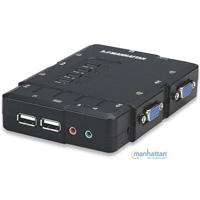  SWITCH KVM,MANHATTAN,151269, DESKTOP USB 4:1 CON CABLES+AUDIO