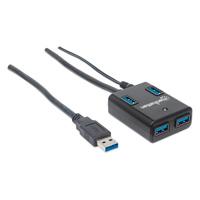 HUB USB,MANHATTAN,162302, V3.0  4 PTOS CON FUENTE, NEGRO