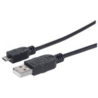 CABLE USB,MANHATTAN,307161, V2 A-MICRO B, BOLSA PVC 1.0M NEGRO