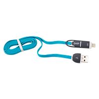 CABLE 2 EN 1 MICRO USB/TIPO LIGHTNING GHIA 1.0 MTS USB 2.1 CARGA Y TRANSFERENCIA DE DATOS CON PROTECTOR PARA ENTRADA Y SALIDA AZUL/GRIS GAC-096 - Código: GAC-096 | Compra en Guadalajara