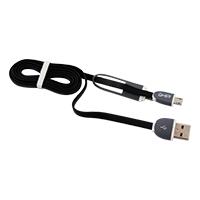 CABLE 2 EN 1 MICRO USB/TIPO LIGHTNING GHIA 1.0 MTS USB 2.1 CARGA Y TRANSFERENCIA DE DATOS CON PROTECTOR PARA ENTRADA Y SALIDA NEGRO/GRIS GAC-097 - Código: GAC-097 | Compra en Guadalajara