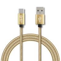 CABLE TIPO C FORRO METALICO GHIA 1.0 MTS USB 2.1 CARGADOR Y TRANSFERENCIA DE DATOS DORADO