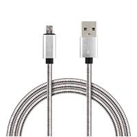 CABLE MICRO USB FORRO METALICO GHIA 10 MTS USB 21 CARGADOR Y TRANSFERENCIA DE DATOS PLATEADO GAC-087 - Código: GAC-087 | Compra en Guadalajara