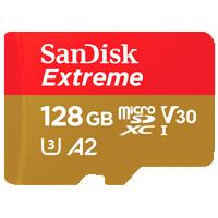 MEMORIA SANDISK EXTREME 128GB MICRO SDXC 160MB/S 4K CLASE 10 A2 V30 C/ADAPTADOR