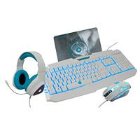 TECLADO/MOUSE/TAPETE Y DIADEMA GAMING VORTRED BY PERFECT CHOICE LUZ RGB BLANCO