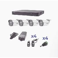 KIT COLORVU HIKVISION KH1080P4BC TURBOHD 1080P  /  DVR 4 CANALES 2 IP CON IA, SOPORTA 10TB /  4 CAMARAS BALA EXTERIOR LENTE 2.8MM  /  FUENTE DE PODER  /  TRANSCEPTORES DE VIDEO Y ACCESORIOS DE CORRIEN