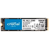 UNIDAD DE ESTADO SOLIDO SSD CRUCIAL P2 NVME M.2 2280 500GB PCIE GEN 3X4 3DNAND LECT.2300/ ESCR. 940 MB/S 