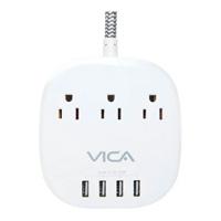 SUPRESOR DE PICOS VICA  PARA ESCRITORIO 3 SALIDAS Y 4 PUERTOS USB  VICA VICAEX 7P