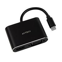 ADAPTADOR ACTECK SHIFT PLUS AV420  /  USB C - HDMI + VGA  /  4K  /  10 CM  /  NEGRO  /  AC-934657 ACTECK AC-934657