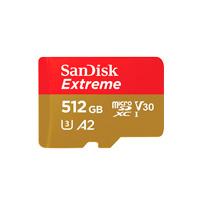 MEMORIA SANDISK MICRO SDXC 512GB EXTREME 190MB / S 4K CLASE 10 A2 V30 C / ADAPTADOR SANDISK SDSQXAV-512G-GN6MA
