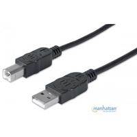 CABLE USB,MANHATTAN,333368, V2.0 A-B 1.8M, NEGRO MANHATTAN 333368