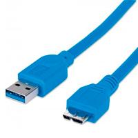 CABLE USB,MANHATTAN,325424, V3.0 A-MICRO B 2.0M AZUL MANHATTAN 325424