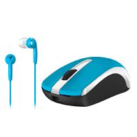 KIT MOUSE INALAMBRICO BLUE EYE GENIUS MH-8100 BATERIA RECARGABLE Y AURICULARES ALAMBRICOS AZUL GENIUS 31280001402