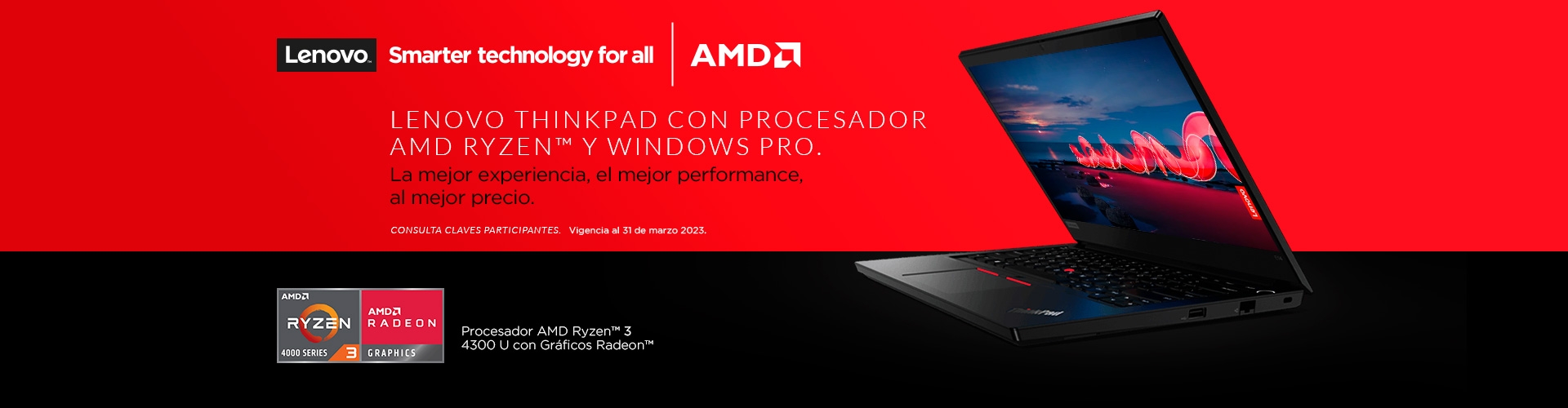 Lenovo Thinkpad con AMD y Windows Pro.