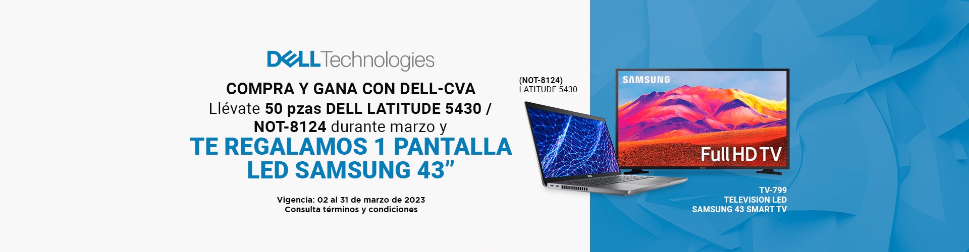 Te regalamos TV Samsung en la compra de laptop Dell